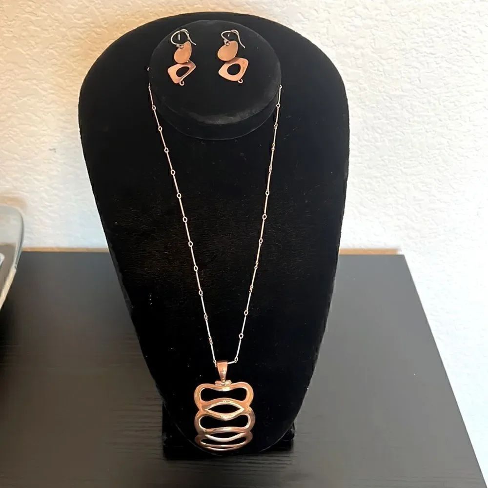 Copper Necklace and Earrings Set - One of a Kind